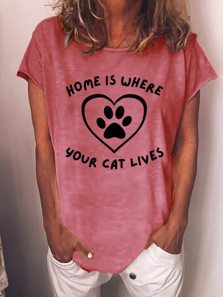 

Lilicloth x Kat8lyst Home Is Where Your Cat Lives T-Shirt, Red, T-shirts