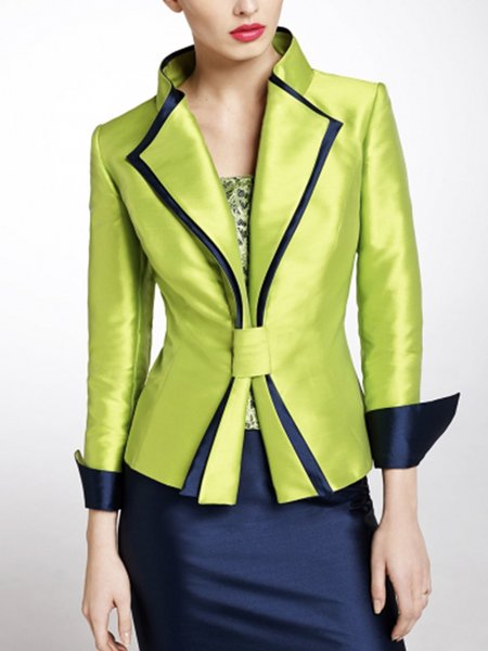 

Simple Plain Long Sleeve Fit Coat, Green, Blazers