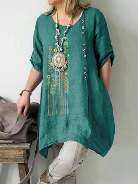 

Fit Leaf Casual Tops, Green, Tunics