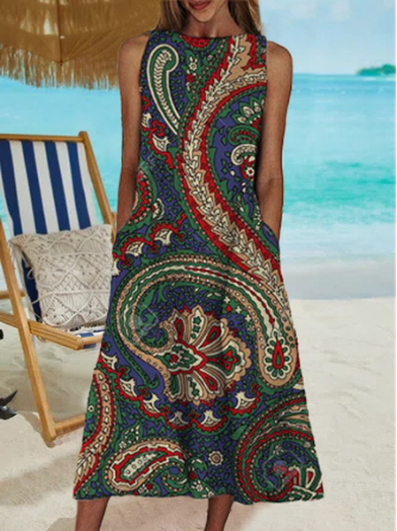 

Floral Casual Crew Neck Dresses, Multicolor, Dresses