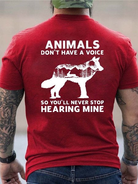 

wolf men’s Loose Cotton T-Shirt, Red, T-shirts