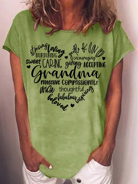 

Womens Grandma heart Casual T-Shirt, Green, T-shirts