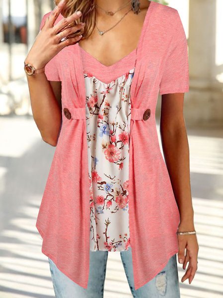 

Sweet Contrast Patchwork Floral Camisole & Knit Cardigan, Pink, Suit Set