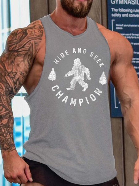 

Orangutan men’s Text Letters Loose Tank Top, Gray, Tank Tops
