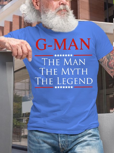 

Mens G-Man The Man The Myth The Legend Grandpa Cotton Casual T-Shirt, Light blue, T-shirts