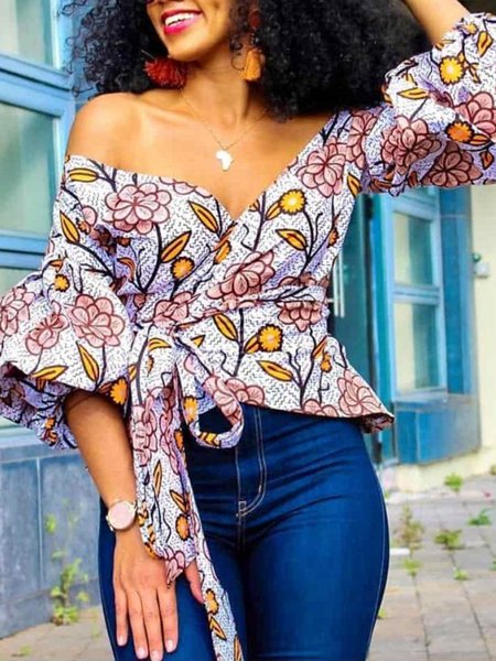 

Vacation Floral Fit Cross Neck Top, Multicolor, Tops