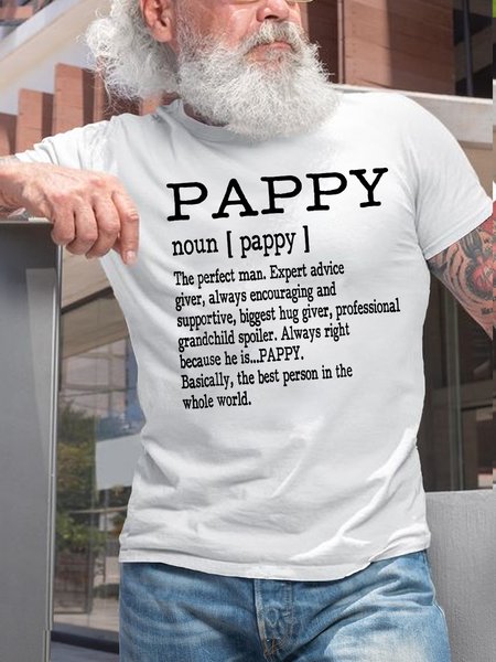 

Men Pappy Definition Grandpa Fathers Day Gifts Letters Casual Cotton T-Shirt, White, T-shirts