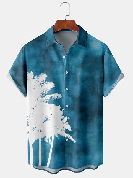 

Men's American Flag Graphic Print Short Sleeve Shirt, Blue, Men's Floral shirt