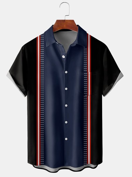 

Men's American Flag Graphic Print Short Sleeve Shirt, Black, Men's Floral shirt