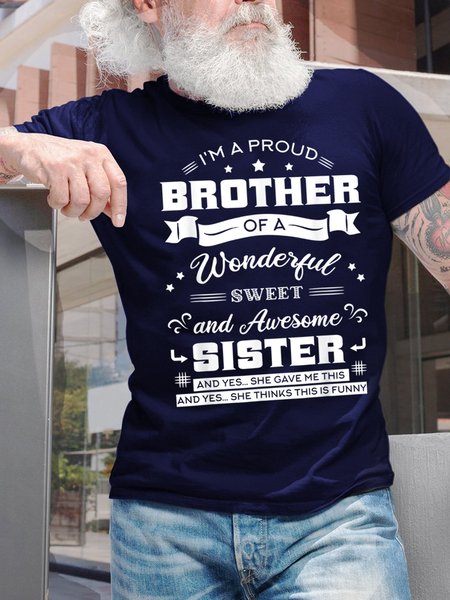 

I'm A Proud Brother Of A Wonderful Sweet And Awesome Sister Men's T-Shirt, Purplish blue, T-shirts
