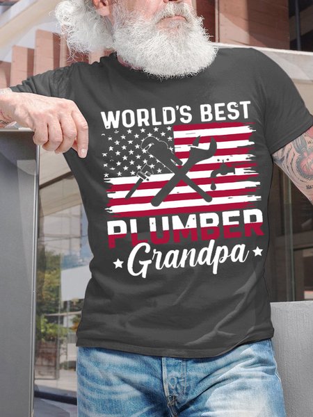 

World's Best Plumber Grandpa Men's Cotton T-Shirt, Deep gray, T-shirts