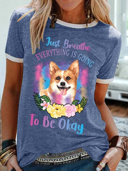 

dog women’s Cotton-Blend Casual T-Shirt, Blue, T-shirts