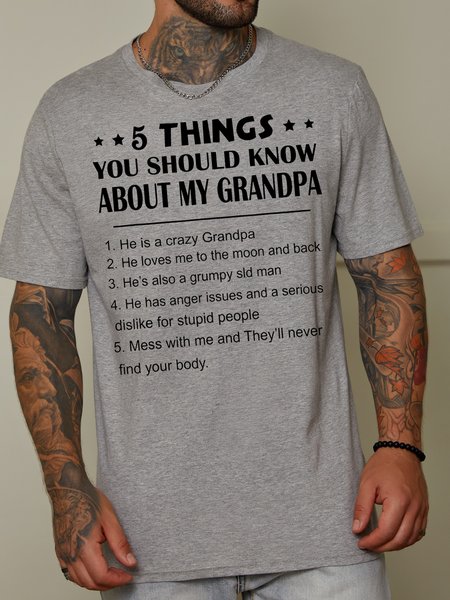 

5 Things You Should Know About My Grandpa Casual T-Shirt, Light gray, T-shirts