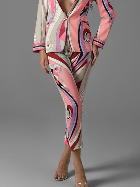 

Autumn Commuting Autumn H-Line Abstract Fit Fashion Pants, Pink, Cropped Pants