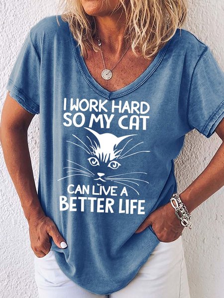

Cat Face Women’s Casual T-shirt, Blue, T-shirts