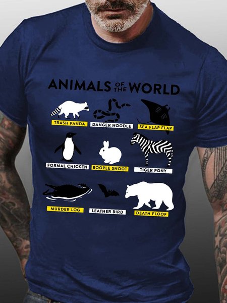 

animal men’s Fit Crew Neck T-Shirt, Blue, T-shirts