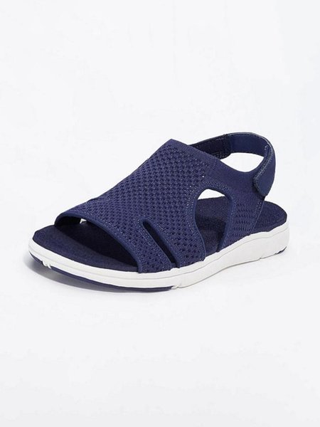 

JFN Cutout Breathable Flyknit Sports Sandals, Navyblue, Sandals