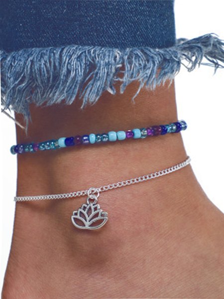 

Boho Style Rice Beads Multilayer Anklet Beach Resort Jewelry, Silver, Bracelets & Anklets