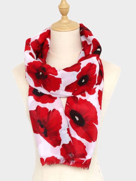 

JFN Casual Red Floral Print Scarf Top Matching, Women Scarves & Shawls