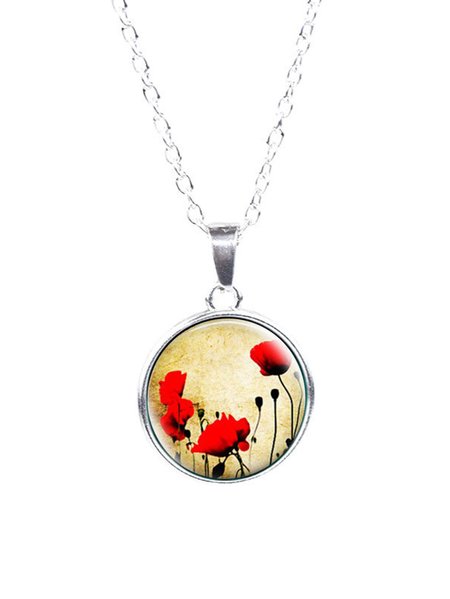 

JFN Casual Red Floral Transparent Gemstone Necklace Sweater Chain, Silver, Necklaces
