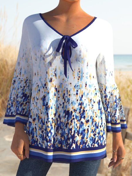 

Loose Cotton-Blend Casual Tops, White, Shirts & Blouses