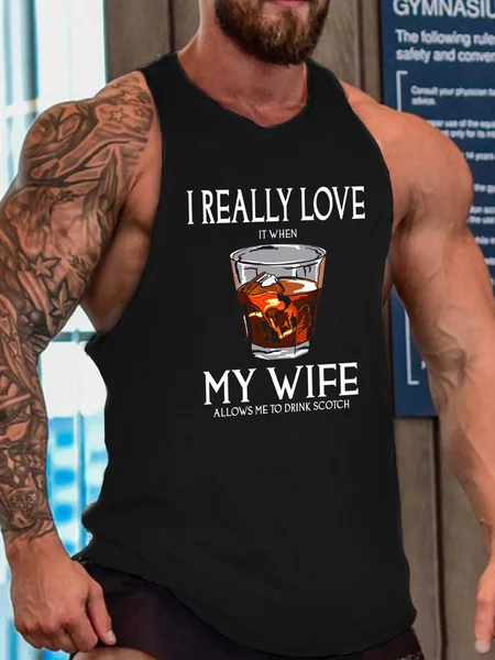 

I Really Love My Wife Funny Crew Neck Tank Top, Black, Tank Tops