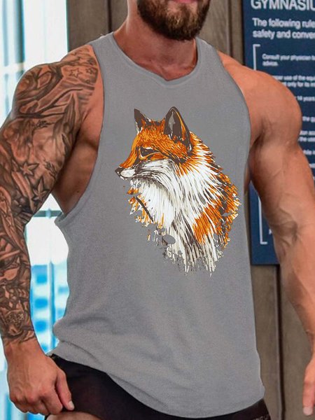 

fox men’s Casual Tank Top, Gray, Tank Tops