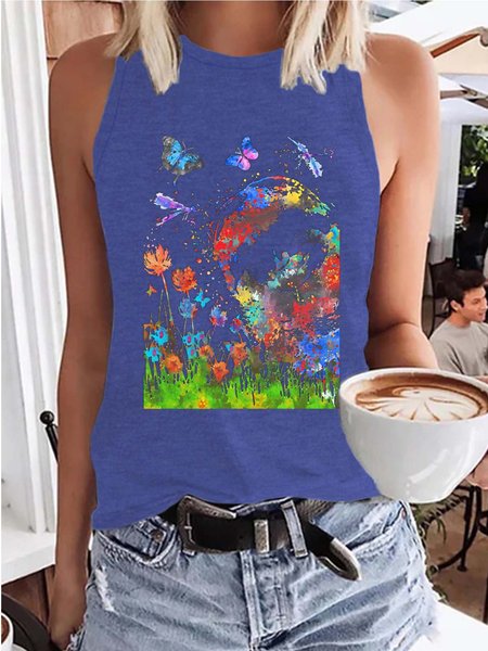 

Butterfly women’s Casual Animal Tanks & Camis, Blue, Tank Tops