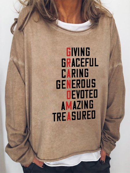 

Funny Grandma Saying Crew Neck Long Sleeve Sweatshirt, Light brown, Hoodies&Sweatshirts