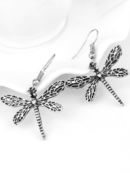 

Ethnic Vintage Dragonfly Earrings, Silver, Earrings