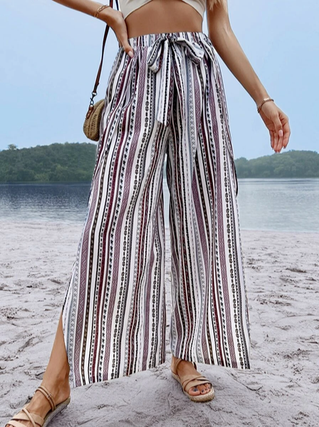 

Loose Geometric Casual Long Pants, Multicolor, Pants