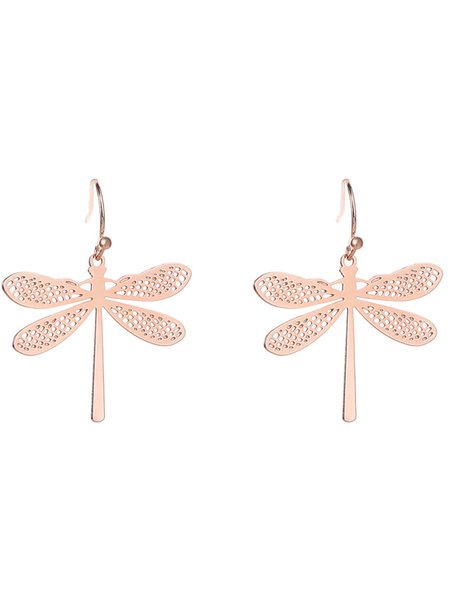 

JFN Vintage Casual Cutout Metal Dragonfly Earrings, Rose gold, Earrings