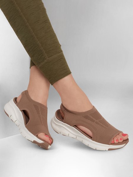 

JFN Flyknit Mesh High Elastic Sports Sandals, Coffee, Sandals