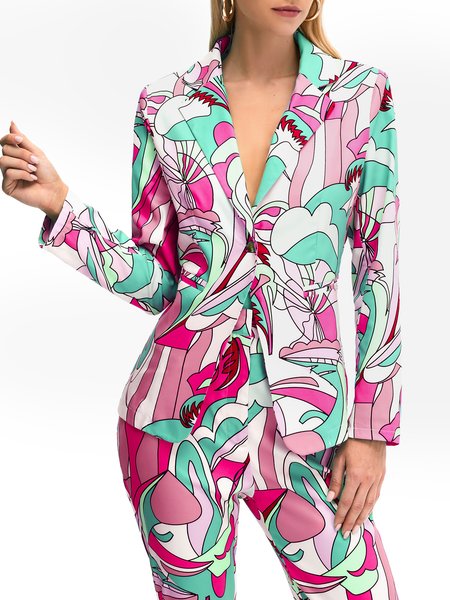 

Work Abstract Printed Elegant Blazer, Rose red, Blazers
