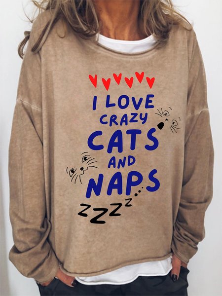 

Lilicloth x Kat8lyst I Love Crazy Cats And Naps Women's Sweatshirts, Light brown, Hoodies&Sweatshirts