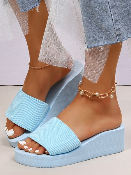 

JFN Beach Lightweight Platform Wedge Slippers, Light blue, Sandals & Slippers