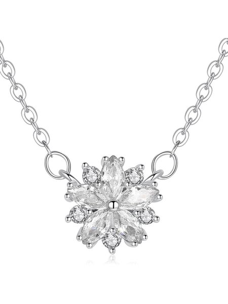 

Pink Diamond Floral Pendant Everyday Versatile Necklace, White, Necklaces