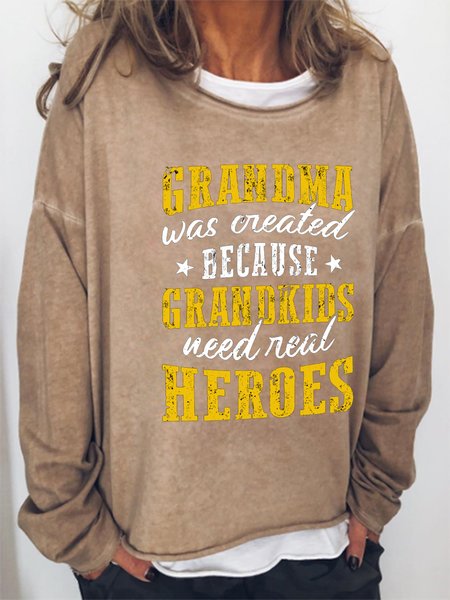 

Funny Grandma Saying Crew Neck Long Sleeve Sweatshirt, Light brown, Hoodies&Sweatshirts