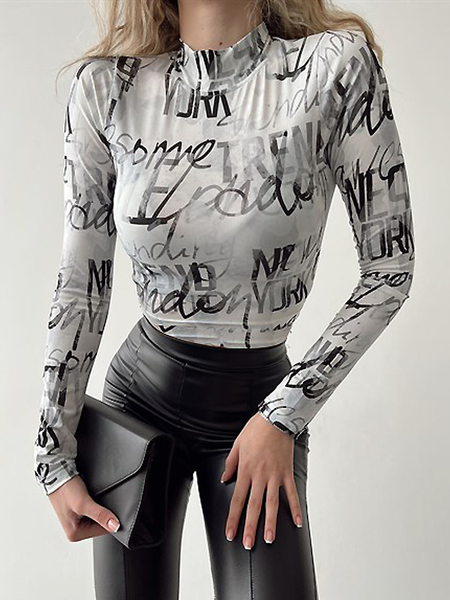 

Autumn H-Line Long sleeve Tight Simple High Elasticity T-Shirt, Gray, Tees