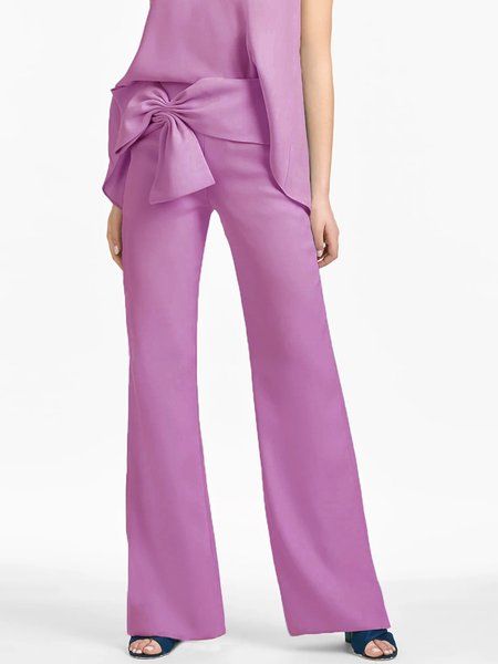 

Long Daily Simple Regular Fit Pants, Rose red, Wide Leg Pants