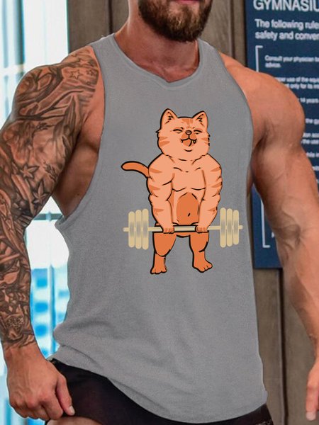 

Muscle Cat Men's Loose Basics Tank Top, Gray, Tank Tops