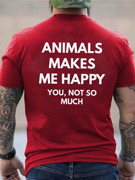 

animal men’s Crew Neck Vintage T-Shirt, Red, T-shirts
