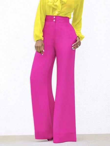 

Long Daily Elegant Regular Fit Fashion Pants, Rose red, Wide Leg Pants