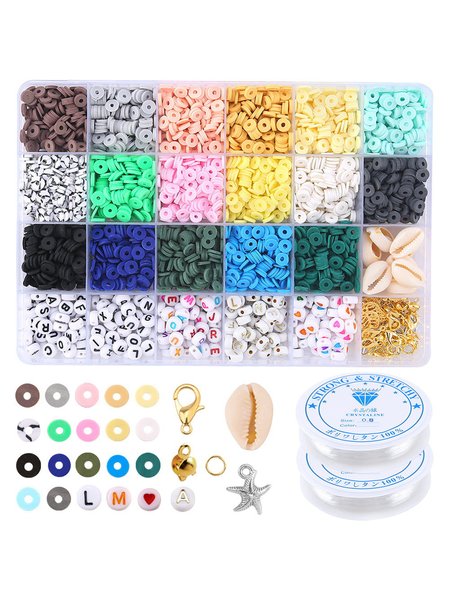 

JFN Soft Pottery DIY Jewelry Handmade Accessories Set Letter Shell Jewelry Parts, As picture, Necklaces