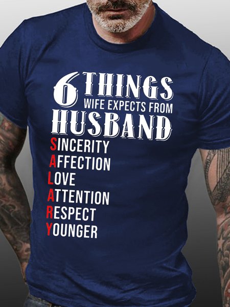 

6 Things Wife Expects From Husband Men's T-Shirt, Purplish blue, T-shirts