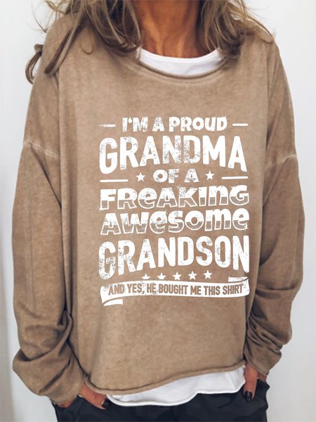

I‘m A Proud Grandma Of A Freaking Awesome Grandson Sweatshirt, Light brown, Hoodies&Sweatshirts