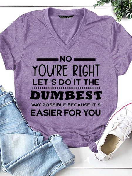 

Womens Sarcastic Letter Print Casual T-Shirt, Purple, T-shirts