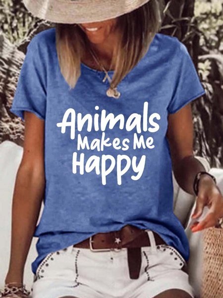 

animal women’s Cotton-Blend Letter T-Shirt, Blue, T-shirts