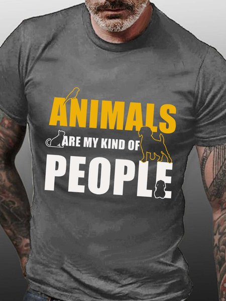 animal men’s Crew Neck T-Shirt, Gray, T-shirts