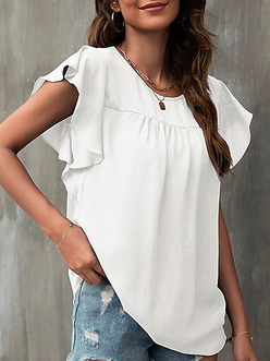 

Crew Neck Casual Loose Blouse, White, Shirts & Blouses
